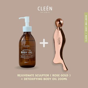 Cleén Sculptor & Body Oil Set (Detoxifying Body Oil 200ml + Rose Gold Rejuvenate Sculptor)